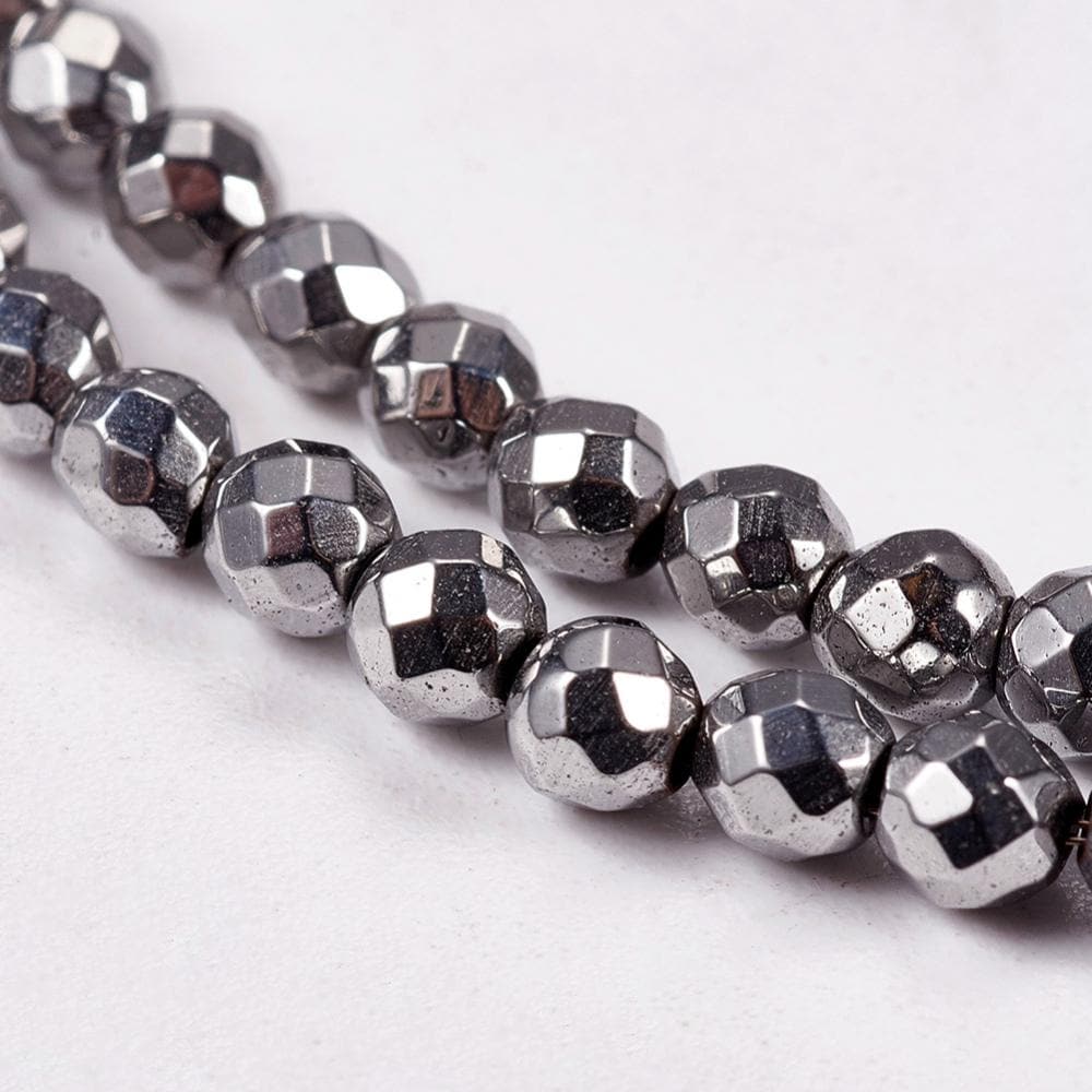 Hematite Platinum — Faceted Beads 2/3/4mm | Strand ~40 cm