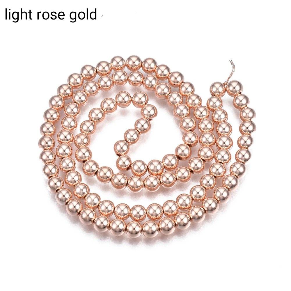 Hematite — Round Beads 2/3/4mm | Golden, Light Gold, Rose Gold, Light Rose Gold | Strand ~40 cm