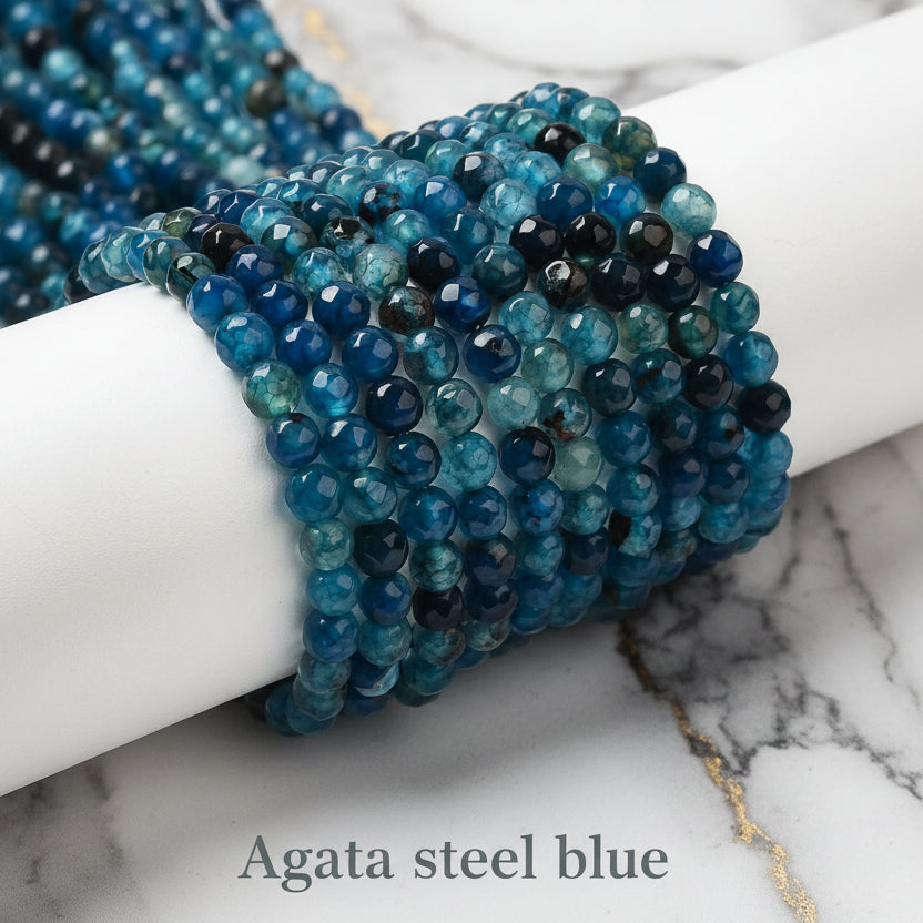 Natural Faceted Agate 4mm — Various Colors | Strand ~37 cm