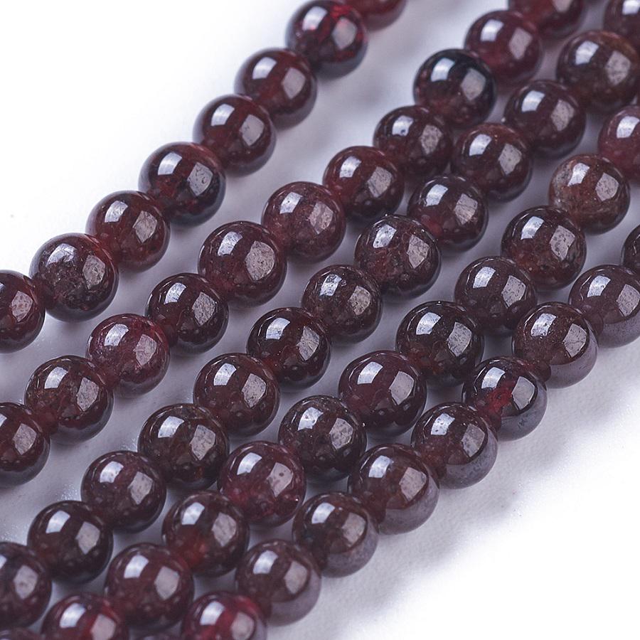 Natural Garnet — Round Beads 4mm | Strand ~40 cm