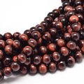 Natural Red Tiger Eye — 8mm Round Beads | Strand ~40 cm