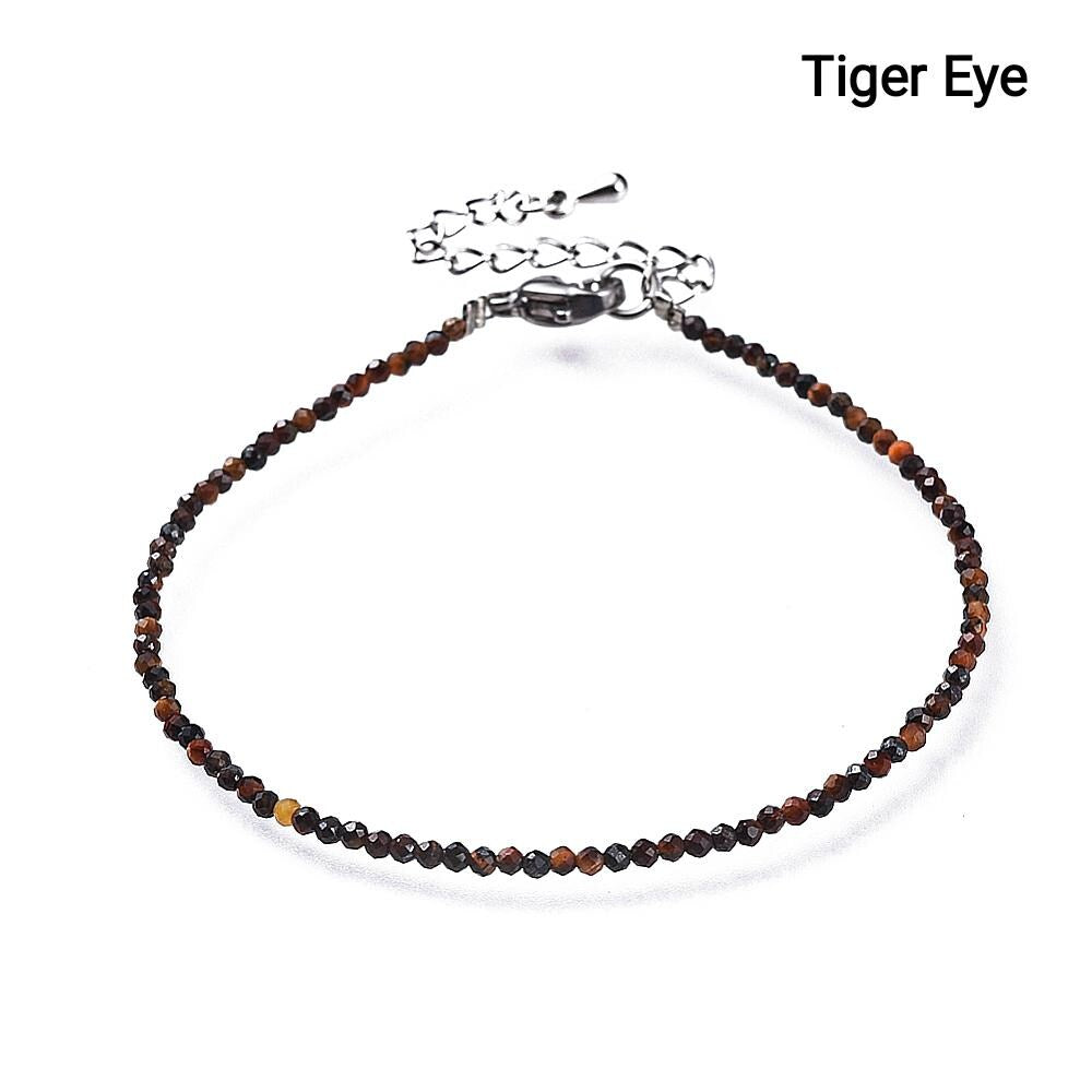 Braccialetti di Pietre Naturali Sfaccettate — 2mm | 18,5 cm