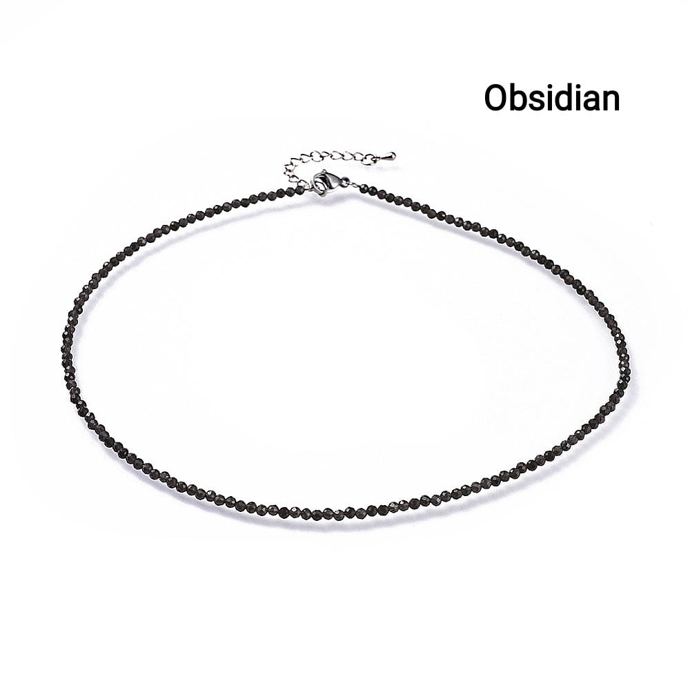 Faceted Natural Stone Necklaces — 2mm | 40 cm