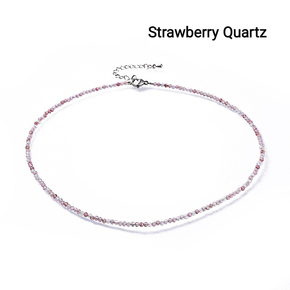 Faceted Natural Stone Necklaces — 2mm | 40 cm