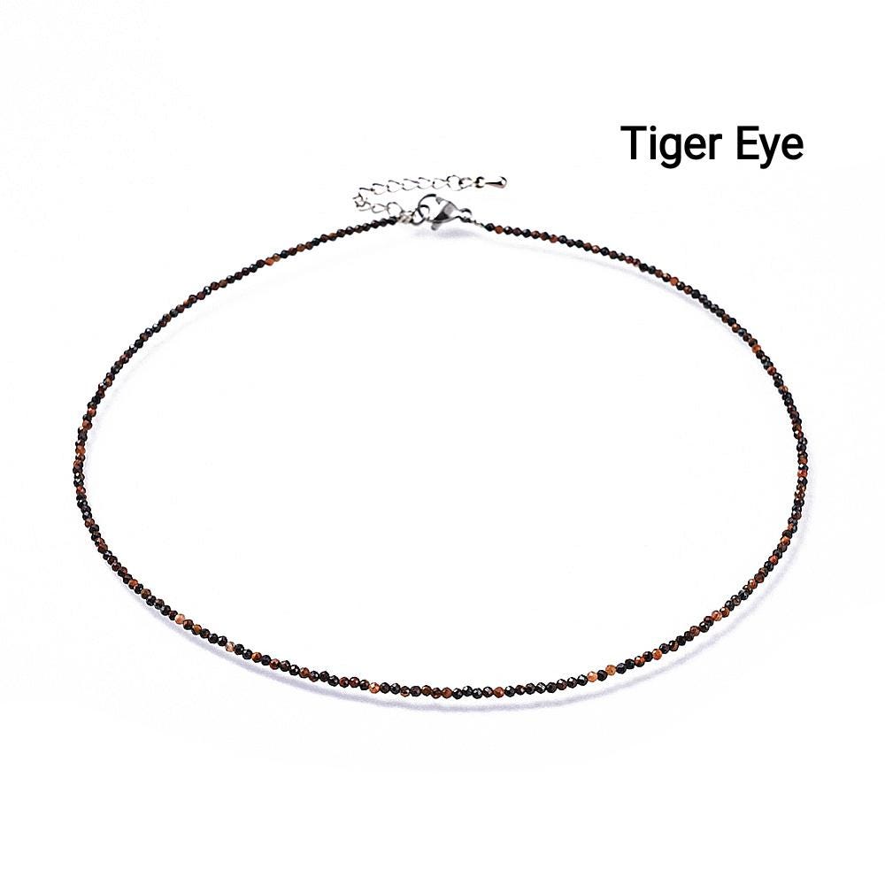 Faceted Natural Stone Necklaces — 2mm | 40 cm