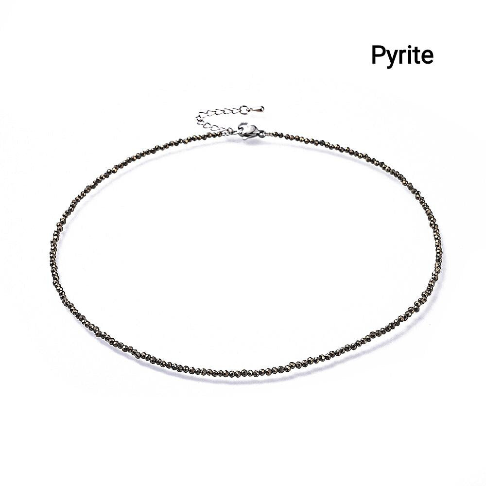 Faceted Natural Stone Necklaces — 2mm | 40 cm