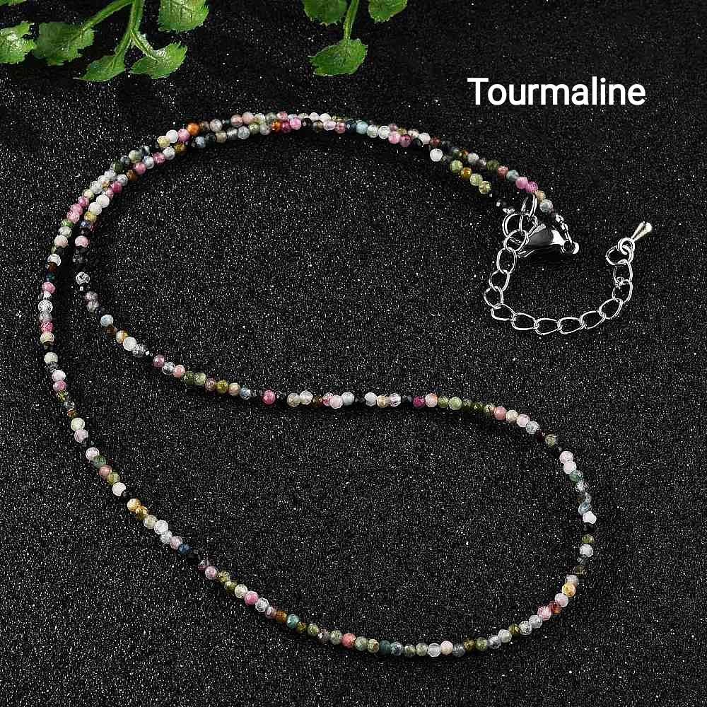 Faceted Natural Stone Necklaces — 2mm | 40 cm