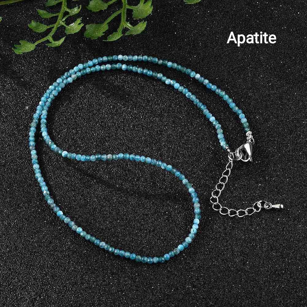 Faceted Natural Stone Necklaces — 2mm | 40 cm