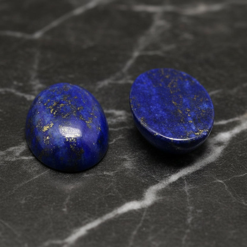 Lapislazzuli Naturale — Cabochon Sfaccettato Ovale 18x13mm e 14x10mm