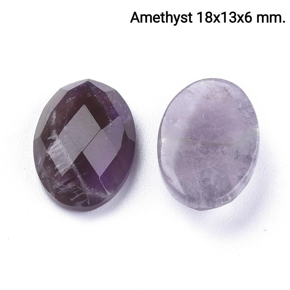 Cabochon sfaccettati 18x13x6 mm. - Lapislazzuli, Ametista, Quarzo Rosa