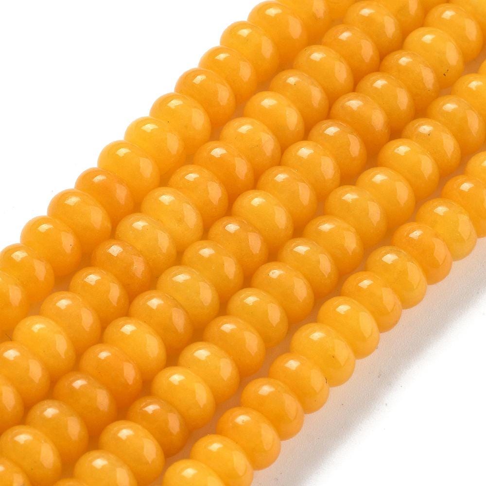 Natural White Jade — Rondelles 8x5mm | Orange | Strand ~39 cm
