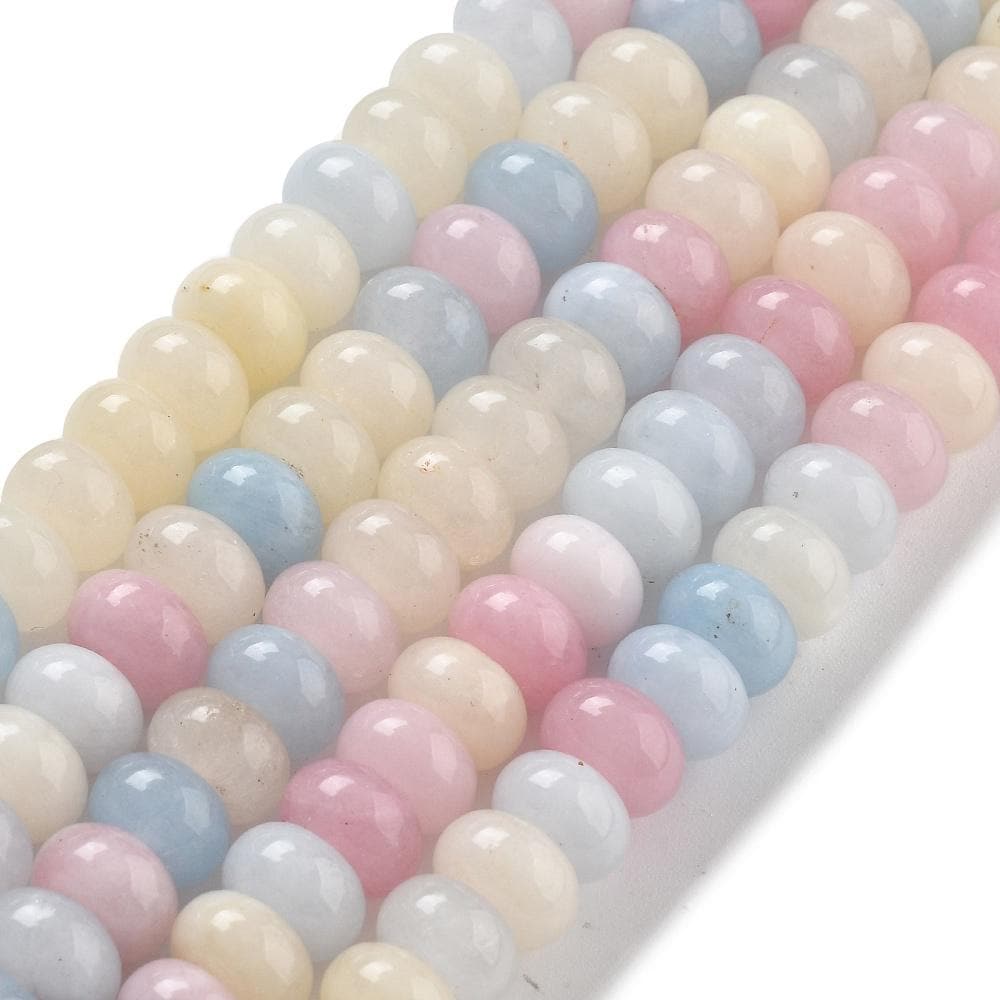 Natural White Jade — Rondelle 8x5mm | Light Multicolor | Strand ~39 cm
