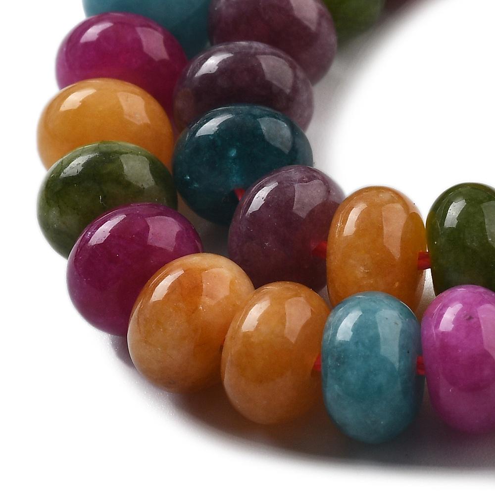 Natural White Jade — Rondelles 8x5mm | Multicolor | Strand ~39 cm