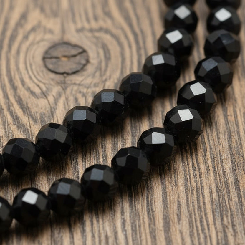 Natural Spinel — Faceted Beads 2/3/4mm | Black | Strand ~38/40 cm