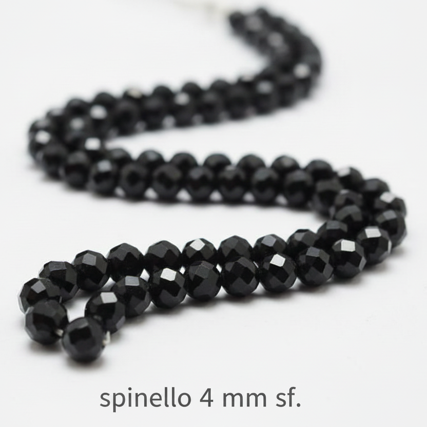 Natural Spinel — Faceted Beads 2/3/4mm | Black | Strand ~38/40 cm