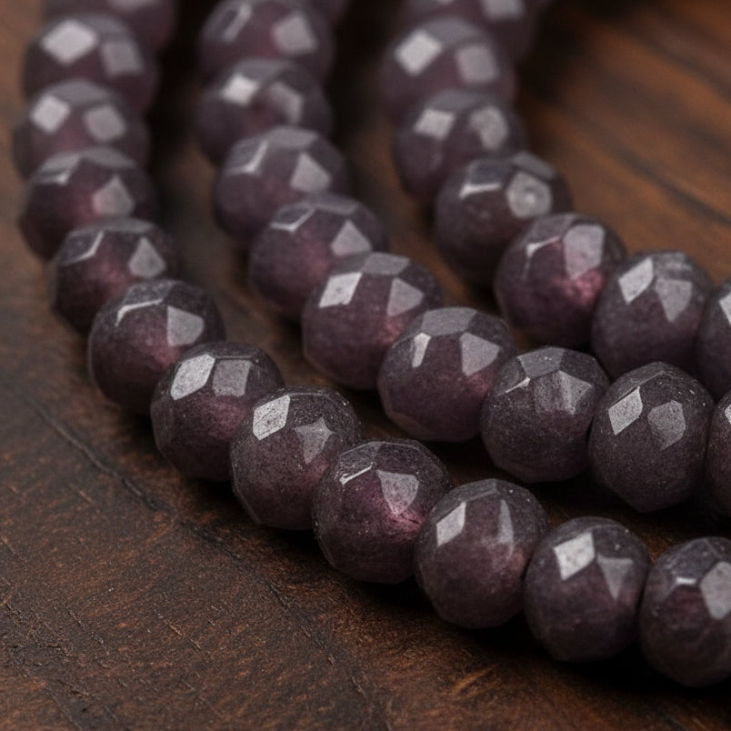 Malaysian Natural Jade — Faceted Rondelles 4x2mm | Rosy Brown | Strand ~36 cm