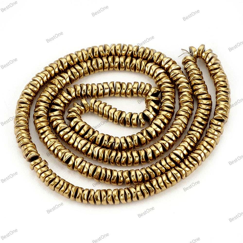 Hematite — Wavy Rondelles 4x1.5mm | Gold and Silver | Strand ~40 cm