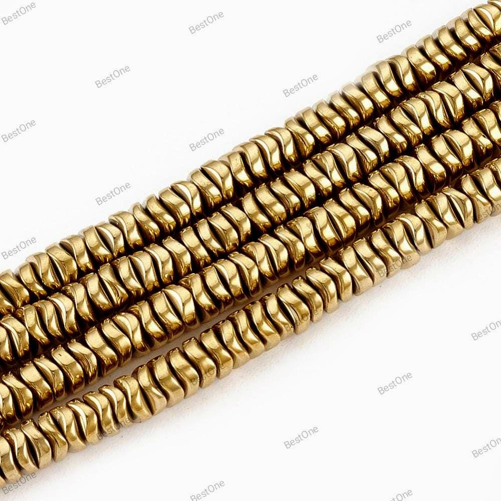 Hematite — Wavy Rondelles 4x1.5mm | Gold and Silver | Strand ~40 cm