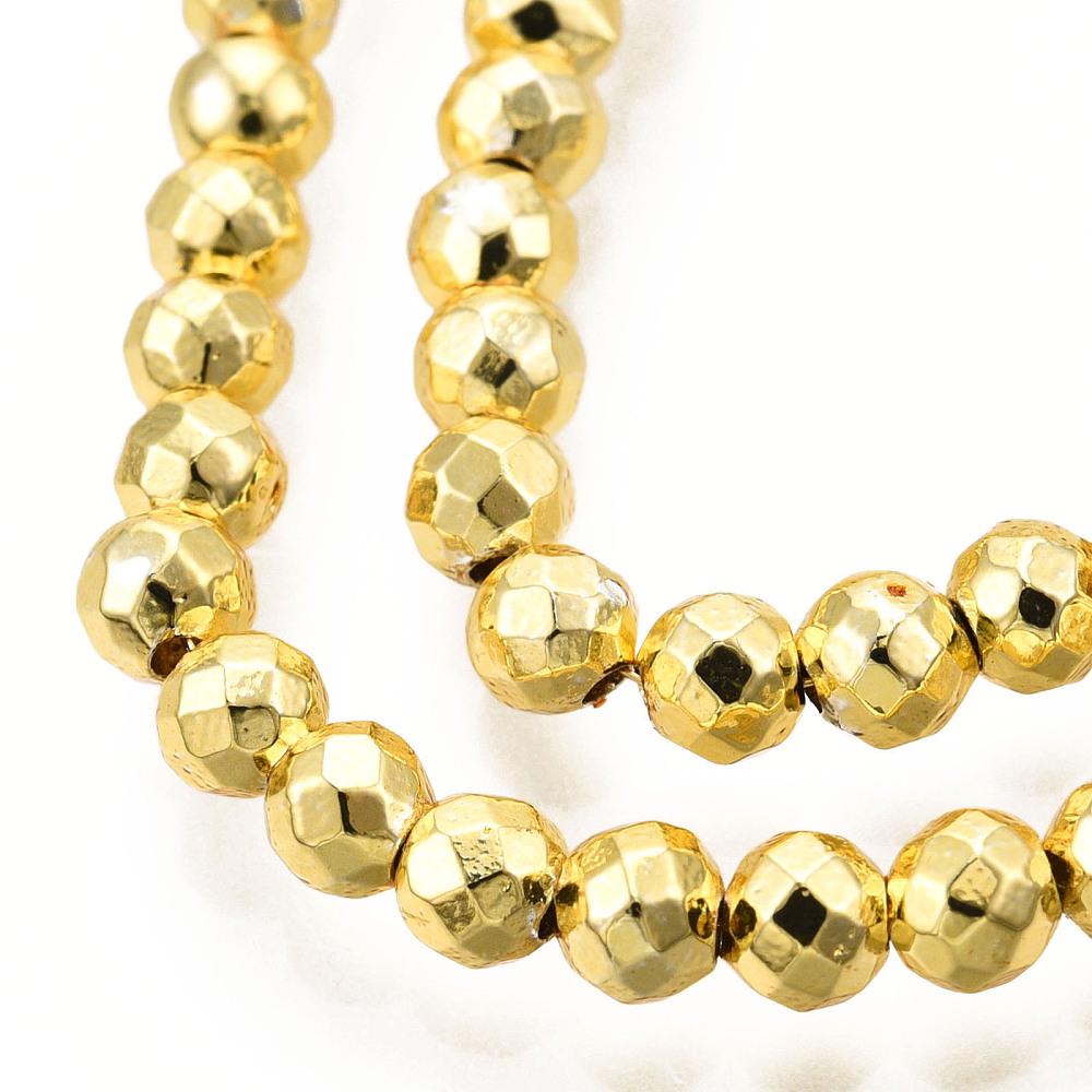 Hematite — Faceted Beads 4mm | Light Gold, Golden, Rose Gold, Silver