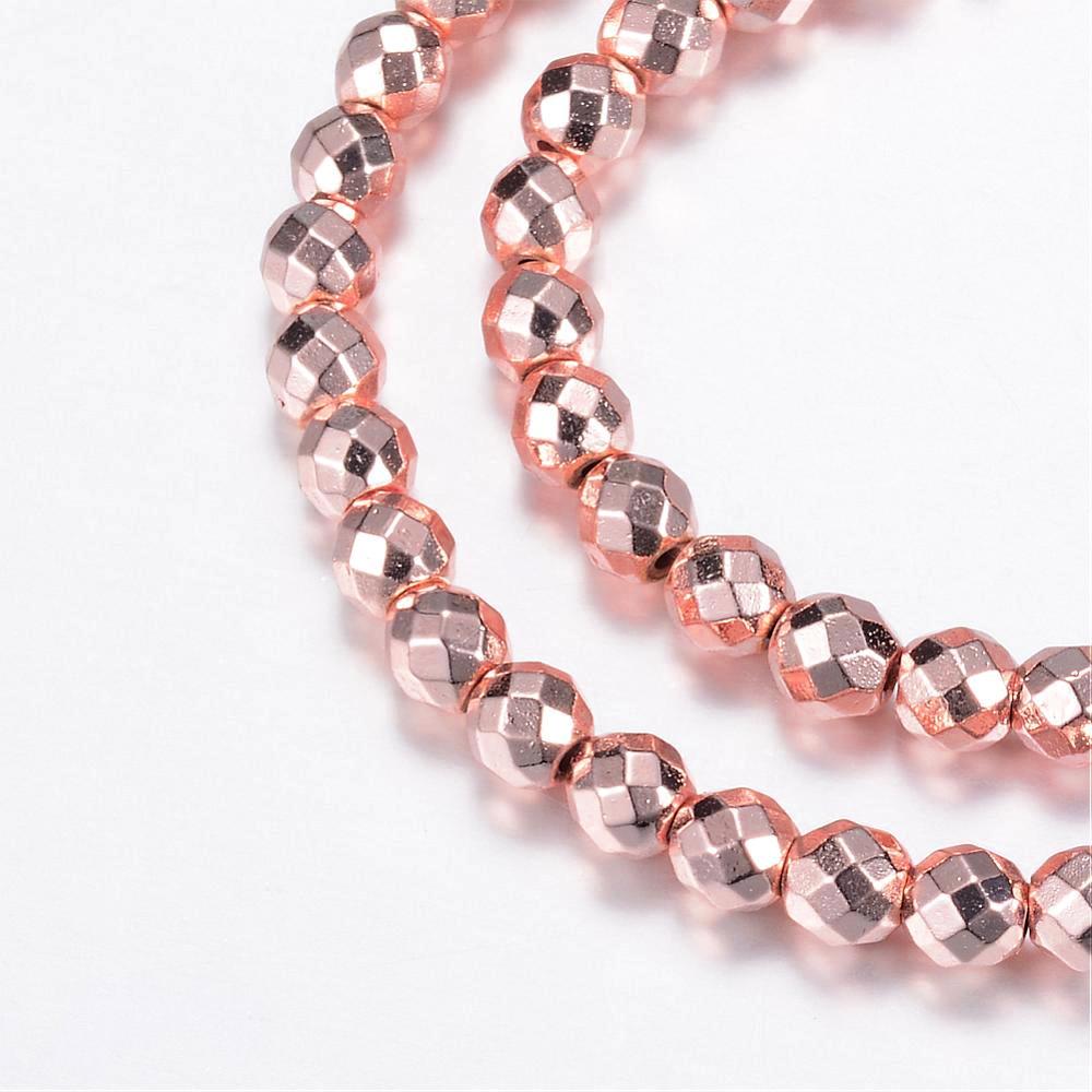 Hematite — Faceted Beads 4mm | Light Gold, Golden, Rose Gold, Silver