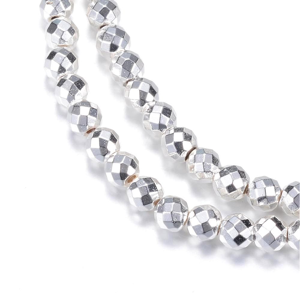 Hematite — Faceted Beads 4mm | Light Gold, Golden, Rose Gold, Silver