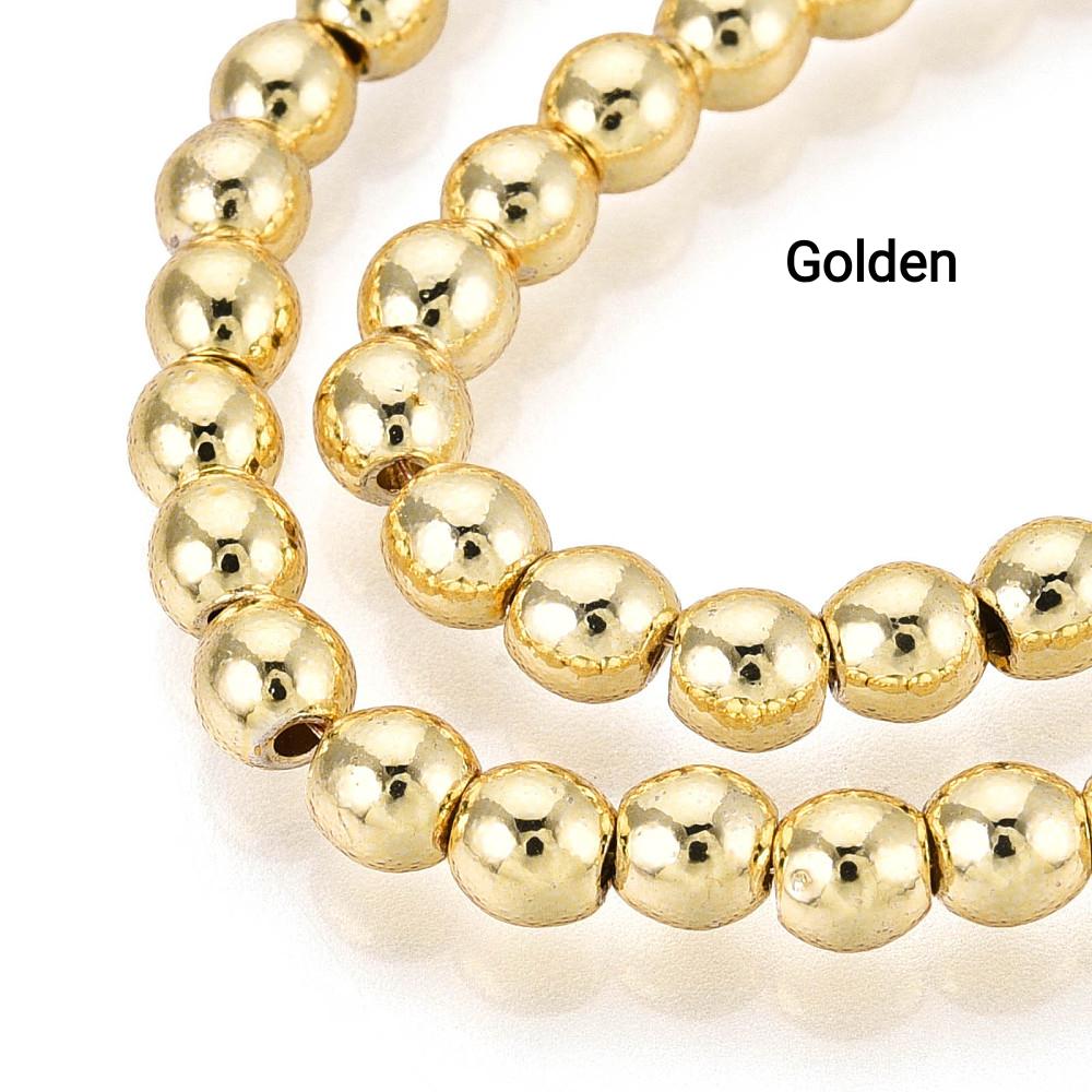 Hematite — Round Beads 2/3/4mm | Golden, Light Gold, Rose Gold, Light Rose Gold | Strand ~40 cm