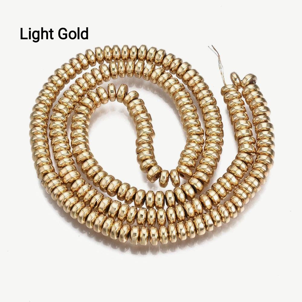 Hematite — Rondelle 4x2mm | Dark Gold, Light Gold, Rose Gold, Golden, Platinum, Silver | Strand ~40 cm