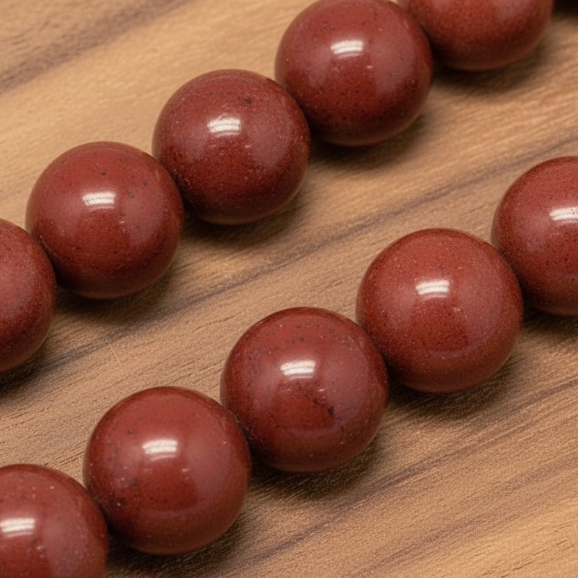Natural Red Jasper — Round Beads 6/8/10mm | Strand ~39 cm