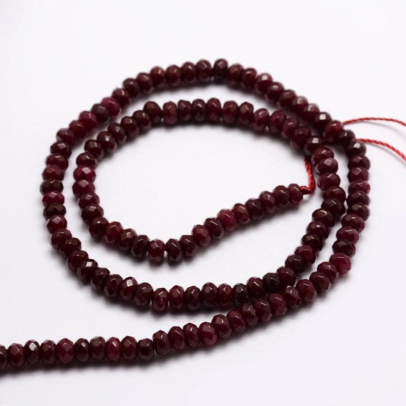 Malaysian Natural Jade — Faceted Rondelles 4x2mm | Dark Red | Strand ~36 cm