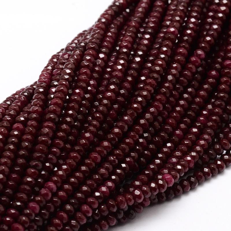 Malaysian Natural Jade — Faceted Rondelles 4x2mm | Dark Red | Strand ~36 cm