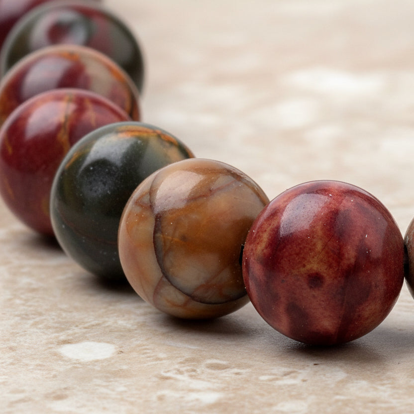 Natural Picasso Jasper — Round Beads 6/8/10mm | Strand ~40 cm