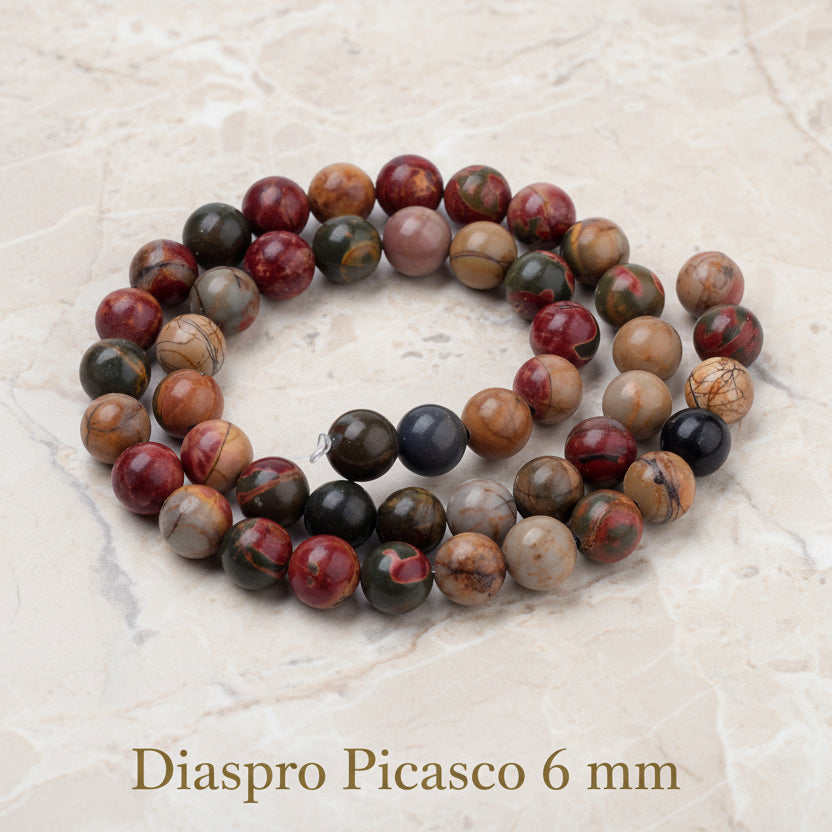 Natural Picasso Jasper — Round Beads 6/8/10mm | Strand ~40 cm