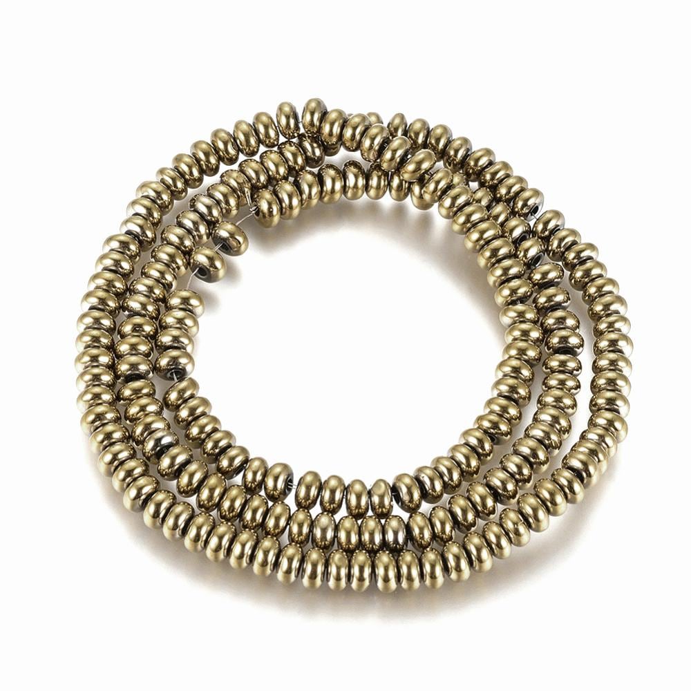Hematite — Rondelle 4x2mm | Dark Gold, Light Gold, Rose Gold, Golden, Platinum, Silver | Strand ~40 cm