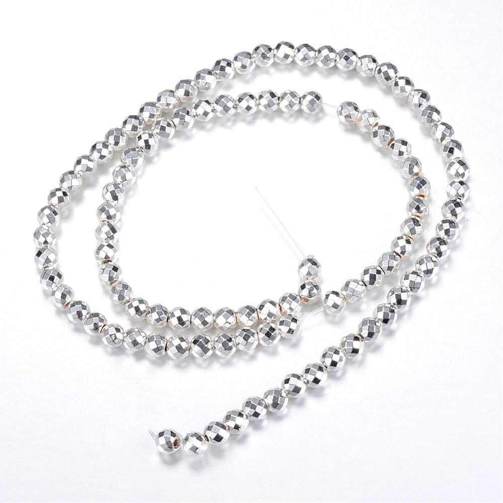Hematite — Faceted Beads 4mm | Light Gold, Golden, Rose Gold, Silver