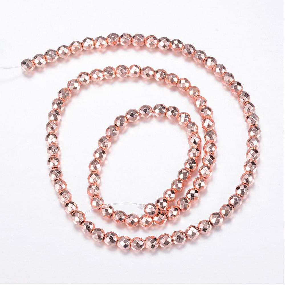 Hematite — Faceted Beads 4mm | Light Gold, Golden, Rose Gold, Silver