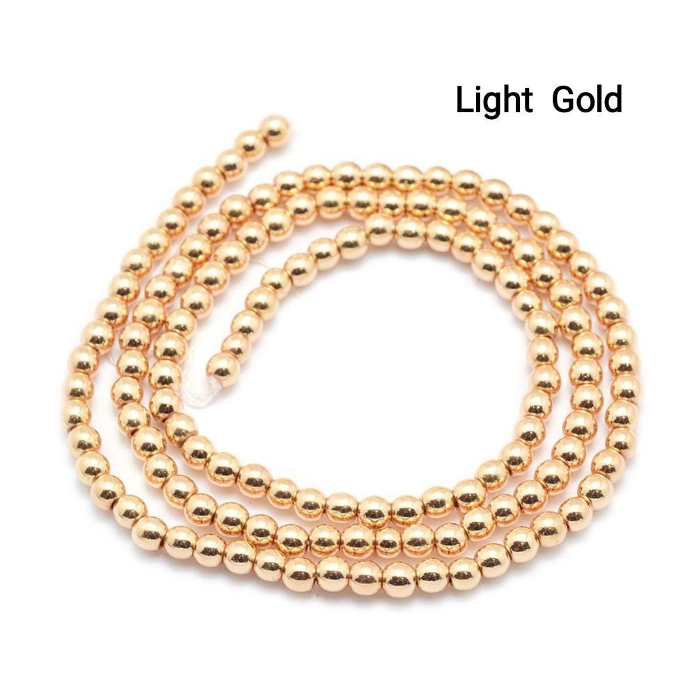 Hematite — Round Beads 2/3/4mm | Golden, Light Gold, Rose Gold, Light Rose Gold | Strand ~40 cm