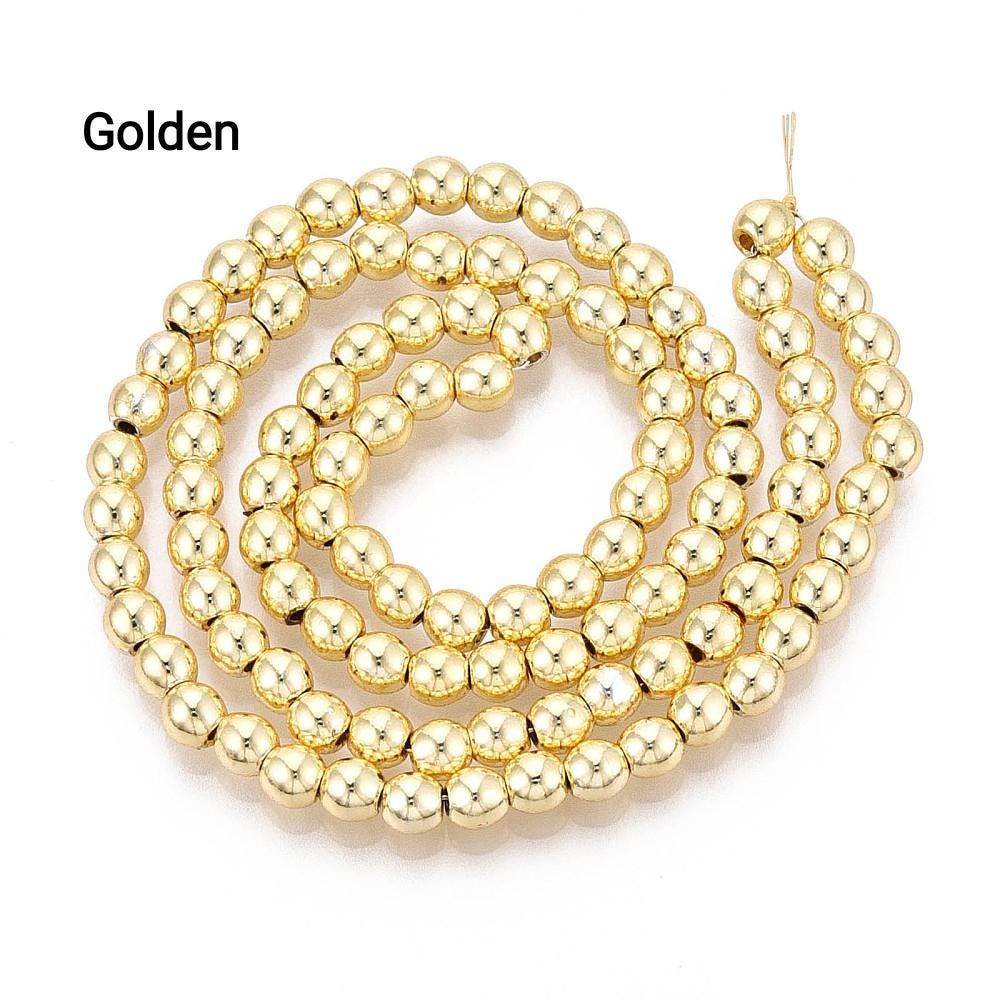 Hematite — Round Beads 2/3/4mm | Golden, Light Gold, Rose Gold, Light Rose Gold | Strand ~40 cm