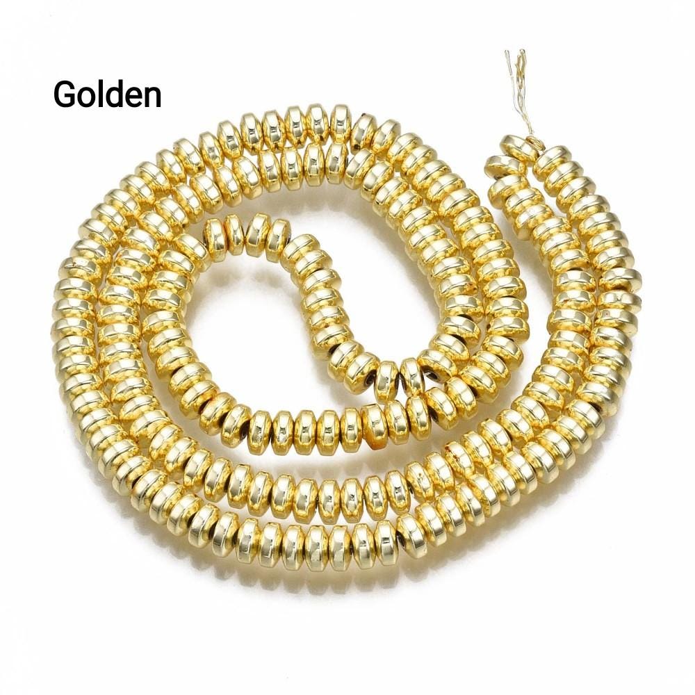 Hematite — Rondelle 4x2mm | Dark Gold, Light Gold, Rose Gold, Golden, Platinum, Silver | Strand ~40 cm
