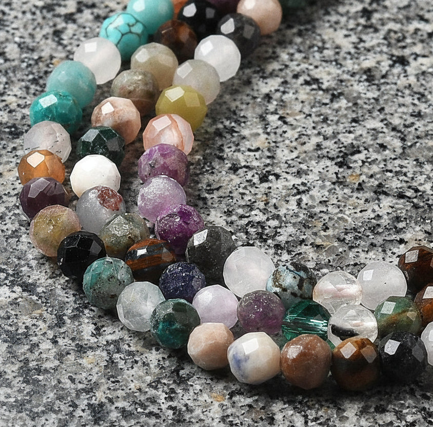 Faceted Natural Stones 4 mm.
