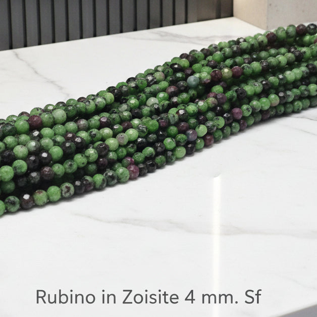 Natural Ruby in Zoisite — Faceted Beads 2/3/4mm | Strand ~39/40 cm