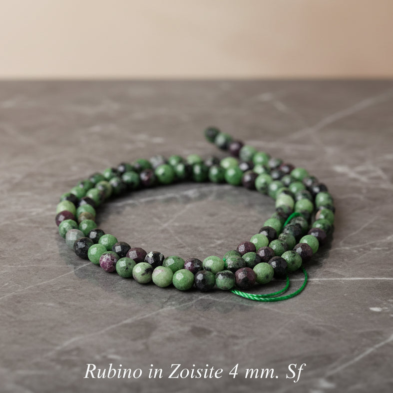 Natural Ruby in Zoisite — Faceted Beads 2/3/4mm | Strand ~39/40 cm