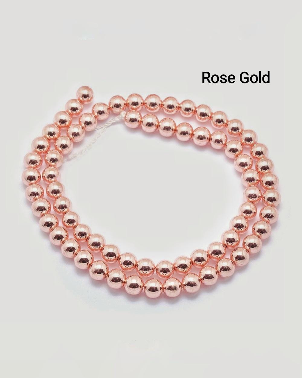 Hematite — Round Beads 6/8mm | Platinum, Silver, Gold, Rose Gold