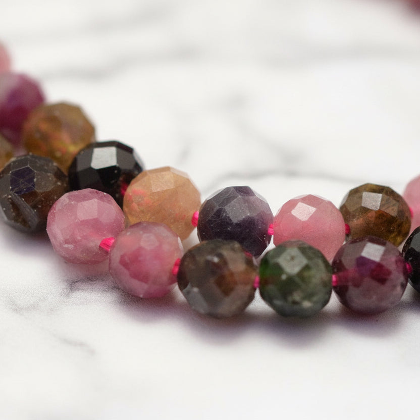 Natural Tourmaline — Faceted Beads 4mm | Strand ~39 cm
