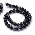 Natural Black Agate — Round Beads 6/8/10mm | Strand ~39 cm