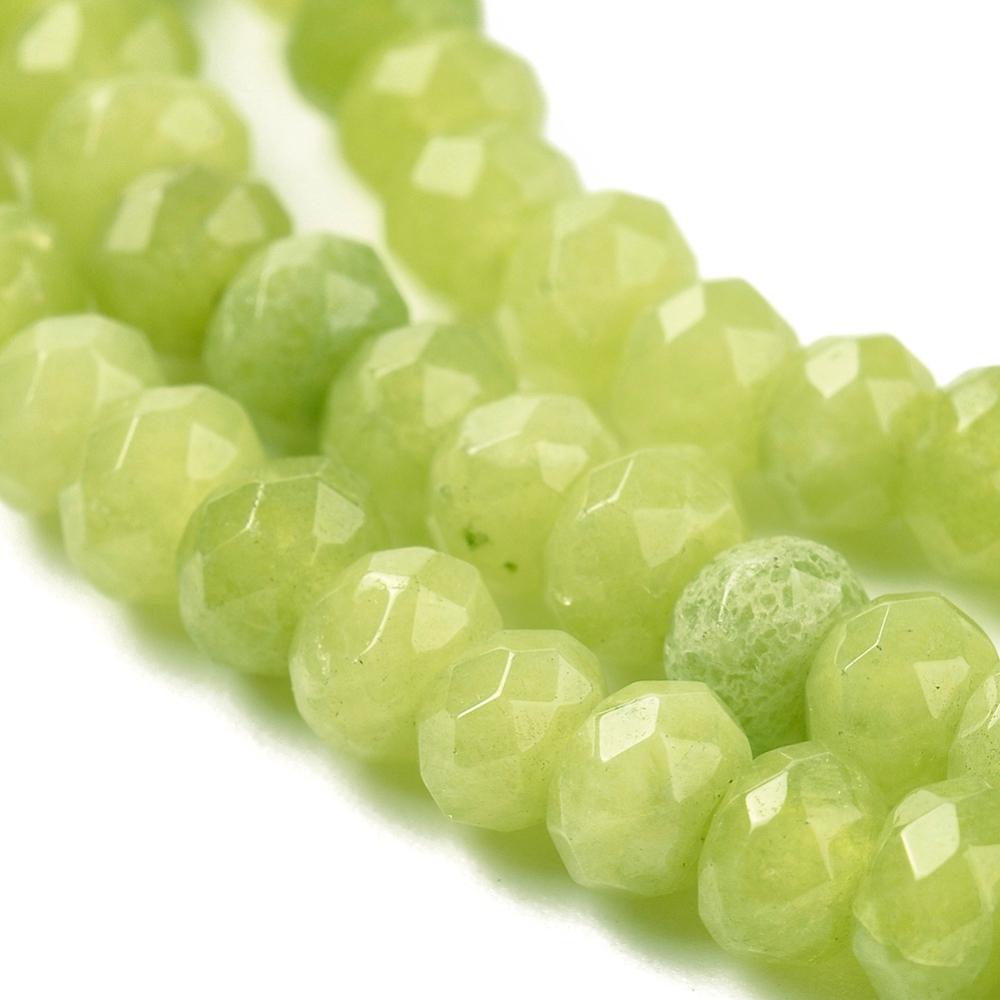 Malaysian Natural Jade — Faceted Rondelles 4x2mm | Yellow Green | Strand ~36 cm