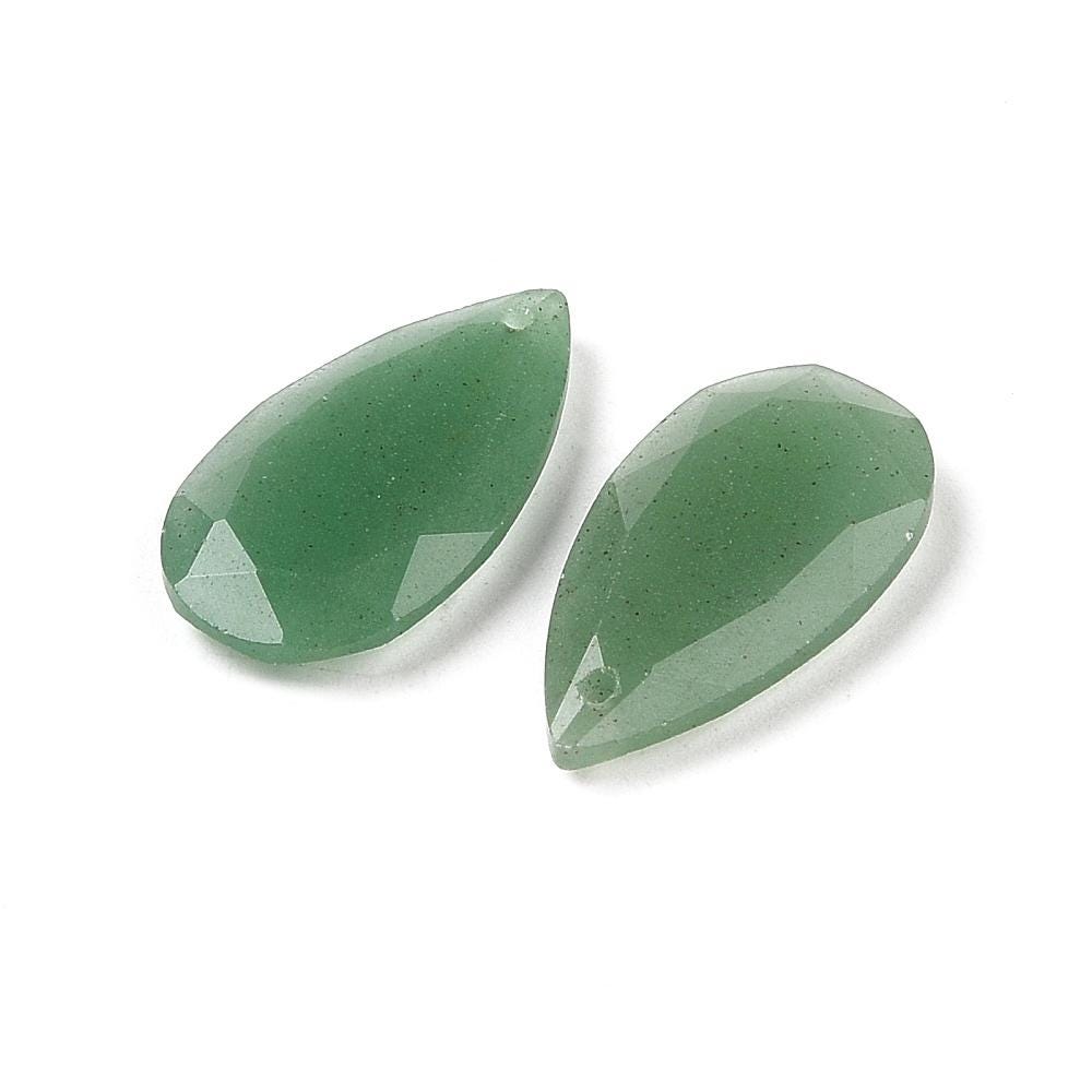 Faceted Teardrop Pendants 25mm — Lapis Lazuli, Obsidian, Aventurine