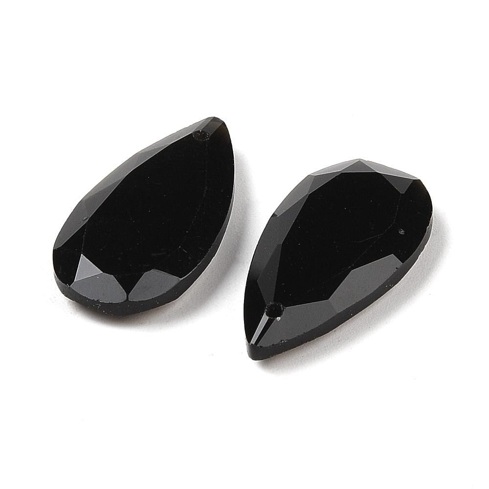 Faceted Teardrop Pendants 25mm — Lapis Lazuli, Obsidian, Aventurine