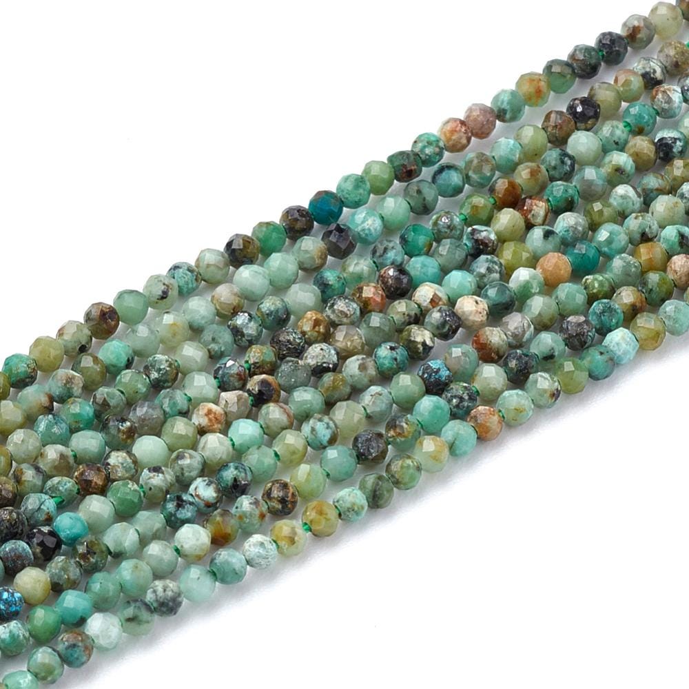 Natural African Turquoise — Faceted Beads 2/3/4mm | Strand ~38 cm