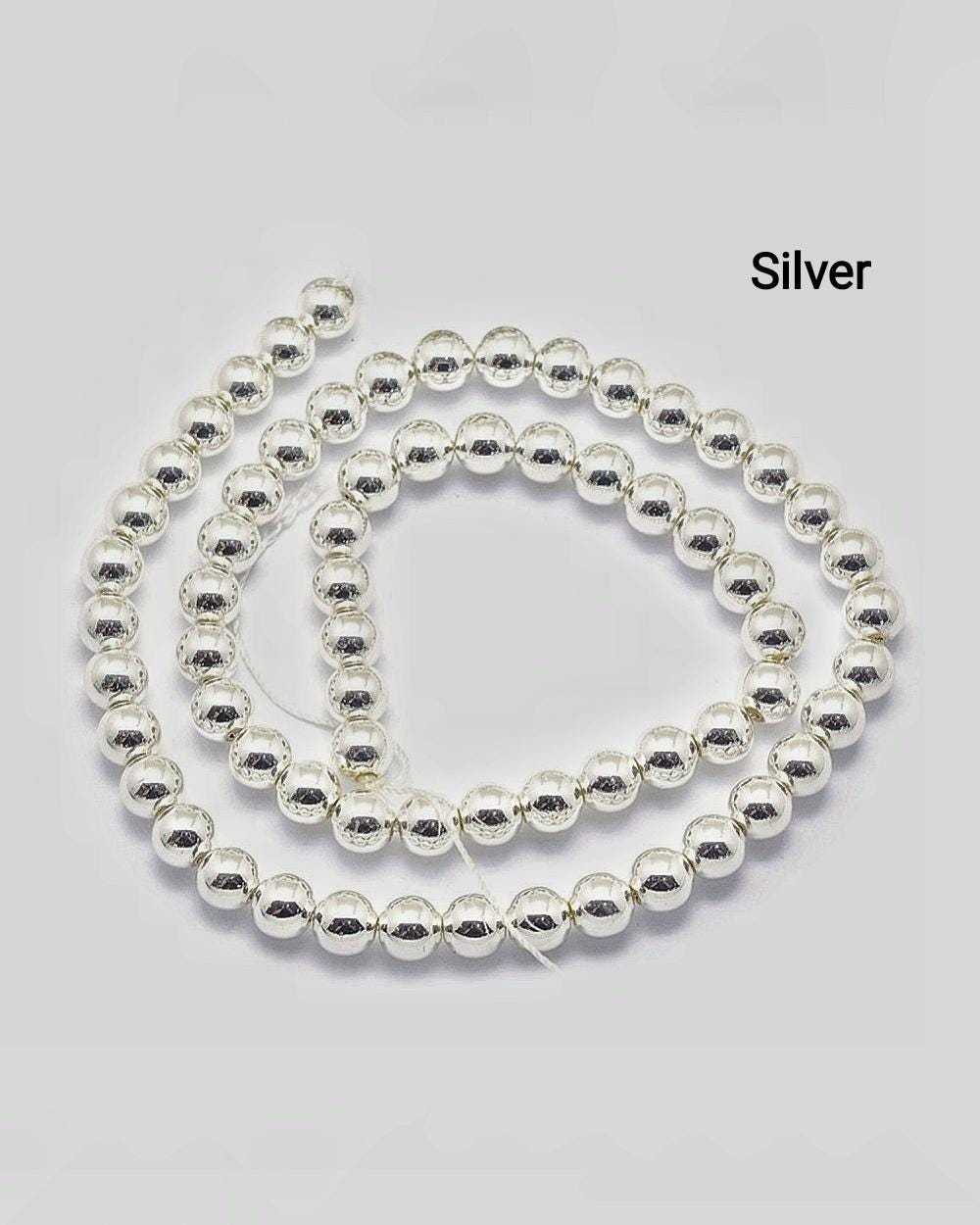 Hematite — Round Beads 6/8mm | Platinum, Silver, Gold, Rose Gold