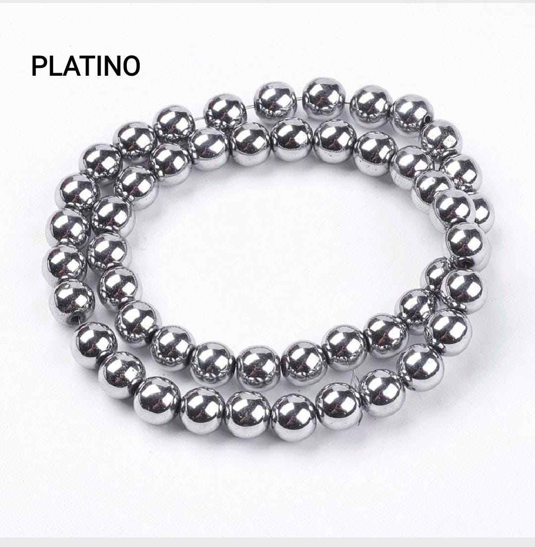 Hematite — Round Beads 6/8mm | Platinum, Silver, Gold, Rose Gold